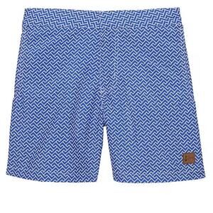 Retromarine Mens Geometric Blue White Swim Trunks Size 32 Shorts Pool Beach